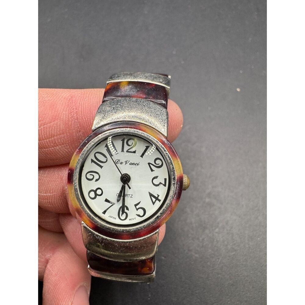 Vintage Da Vanci Quartz Watch Japan Movt Silver Tone Mother of Pearl Bracelet
